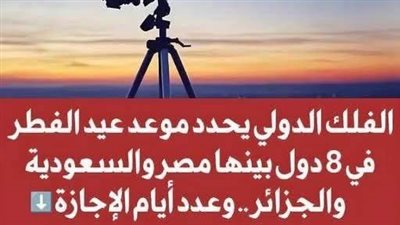 عاجل الفلك الدولى يحدد موعد أول أيام عيد الفطر المبارك فى مصر و الجزائر و سوريا و الأردن و لبنان و السعودية و 10 دول أخرى