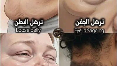 ترهل الجفن : بسبب قلة النوم، الټدخين، القدم في العمر
